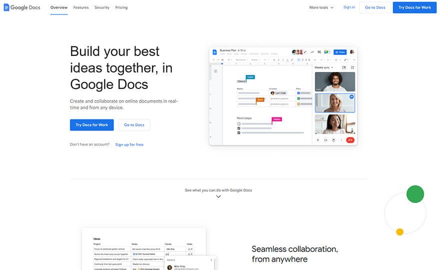 Google Docs -The example of web application